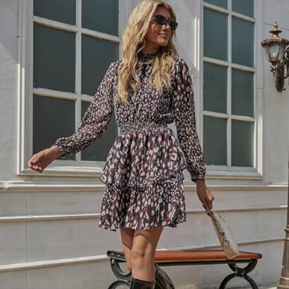 ZARA - NWT - Allover Print Tiered Dress